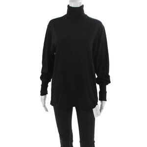 Agolde Women Turtleneck Tee Black Supima Cotton Long Sleeve Size XS